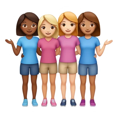 Four female best friends standing together, smiling sticker