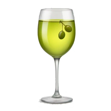 white wine glasses with olive sticker