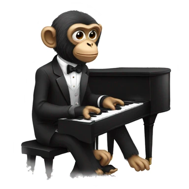 Monkey in tuxedo playing piano  sticker