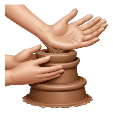 hand doing palm hug on mound of clay on silver pottery wheel sticker