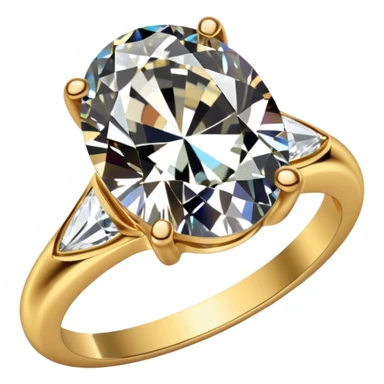 a gold diamond ring, plain band and large oval diamond stone sticker