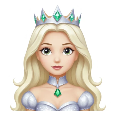 The Good Witch from Oz with long white blonde hair, white sequin outfit sticker