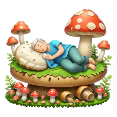 bard character asleep on mushroom bed snoring glow spores sticker