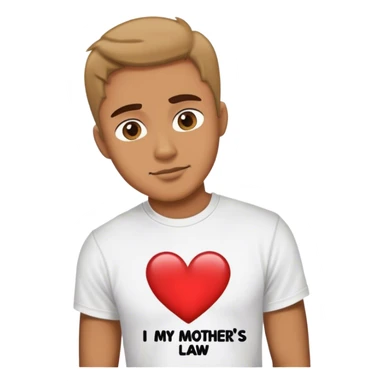 Guy wearing t shirt saying I love my mothers law sticker