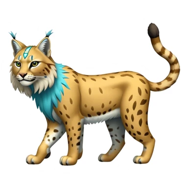 Yellow and cyan Electric-type Bobcat-Lynx-Lion-Fakémon full body sticker