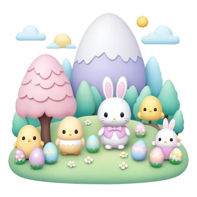 easter sanrio pastel landscape  sticker