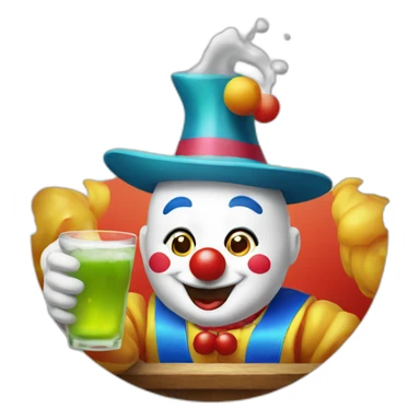 clown drinking Korean soju sticker