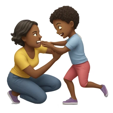 Toddler tackling mom sticker