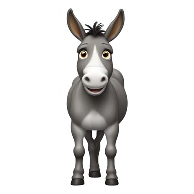 Full body miniature donkey with a happy face smiling with its head turned no white stripe softer eyes  sticker