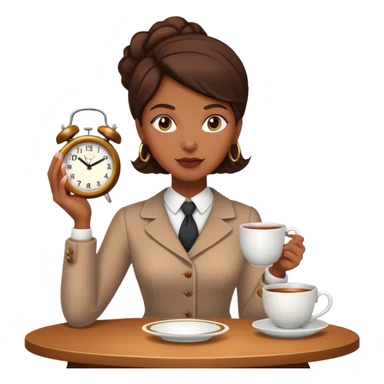 a black lady with a tea in one had and a clock in the other hand sticker