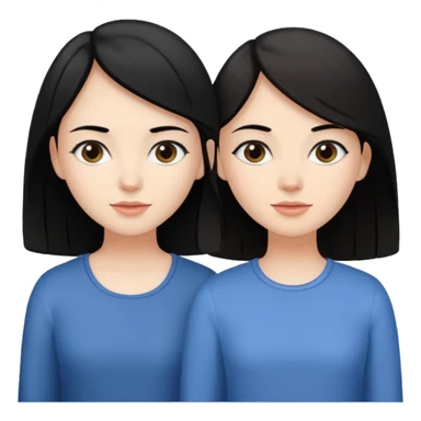 Two sisters one brunette one white with black hair one a little taller than the other.  sticker