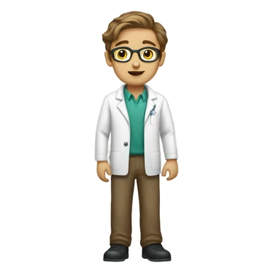 White Boy lab scientist brown hair sticker