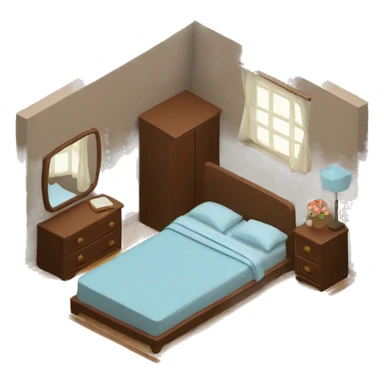 3d-isometric-brown-bedroom sticker