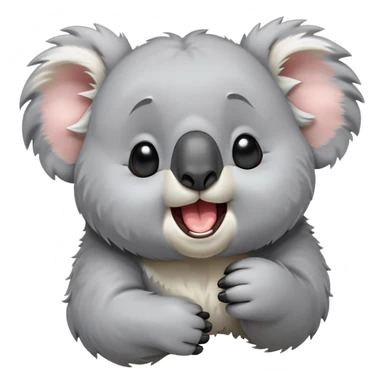 cinematic-cute-yawning-fluffy koala-portrait-emoji,-head-tilted-slightly-with-a-dramatic,-wide-open-yawn,-showcasing-a-soft,-downy-grey-fur-with-drooping-ears-and-round-eyes-barely-open-in-drowsy-contentment,-simplified-yet-irresistibly-adorable, realistic fluffy sticker