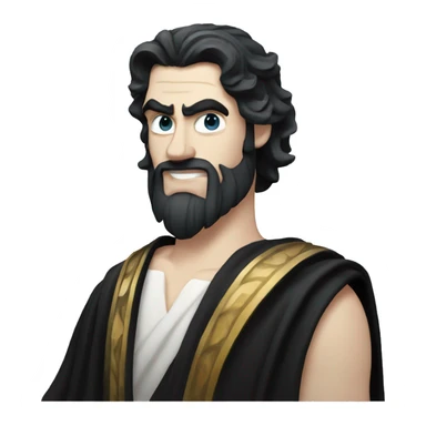 Greek god Hades, pale skin and jet black hair. With a Greek black robe  sticker
