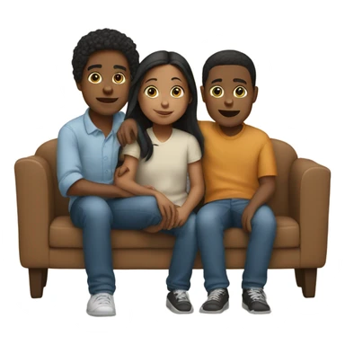 sister with brothers indoors sticker