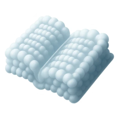 thick open book made entirely of small, very bright white fluffy convex clouds, matte glass style sticker