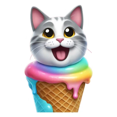 Dusk cat eating a galaxy ice cream ￼ sticker