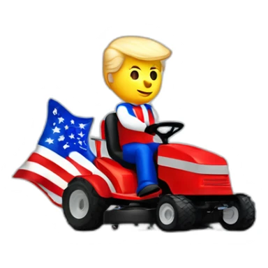 Donald Trump riding red white and blue lawnmower sticker