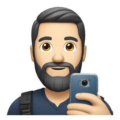 a caucasian man with black hair and beard taking a selfie with his phone sticker