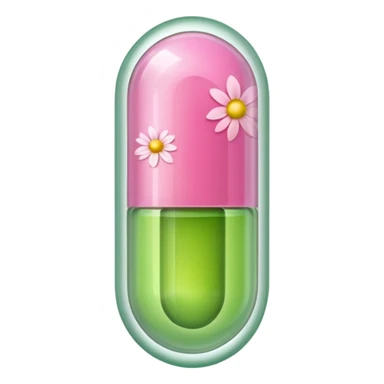 light green and pink floral vitamin capsule sticker