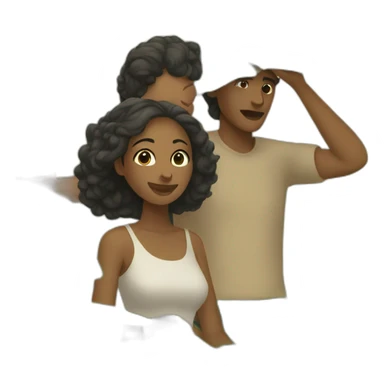 woman fanning a man with palm leaves sticker