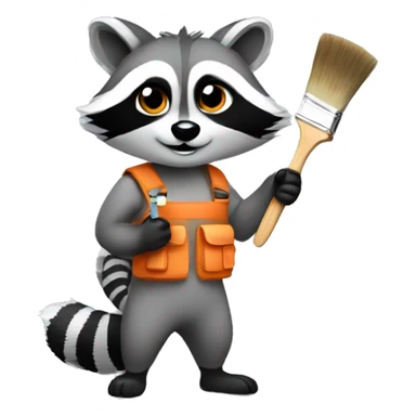 Raccoon holding paint palett and paintbrush sticker