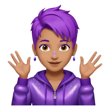 glitter purple gamer non-binary happy purple hair sticker