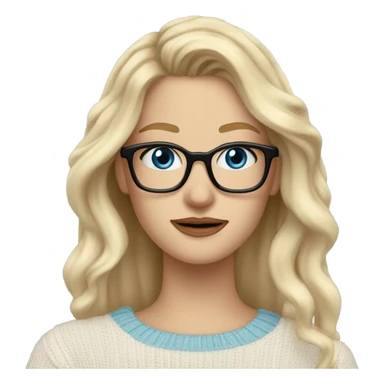 Blonde balayage long hair white women sweater blue eyes and small glasses calling cell phone  sticker