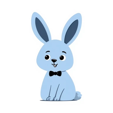 cute blue rabbit, hand-drawn blue bunny sticker