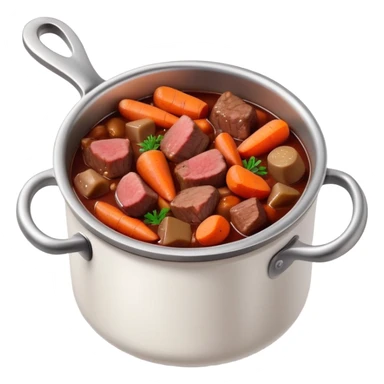 boeuf bourguignon in a pot with red wine, carrots, and beef chunks sticker