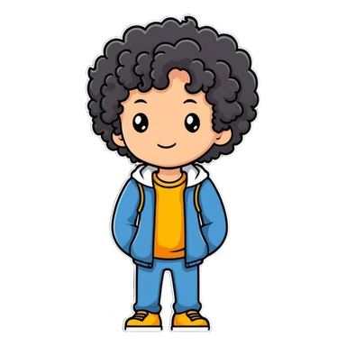 Boy with curly hair named Joshua sticker