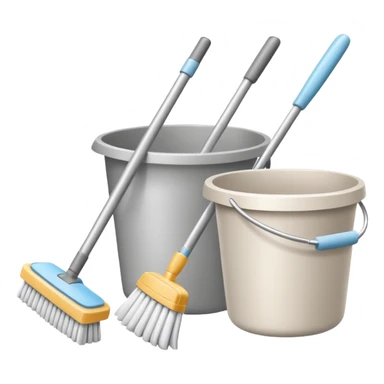 Realistic cleaning essentials with neutral color sticker