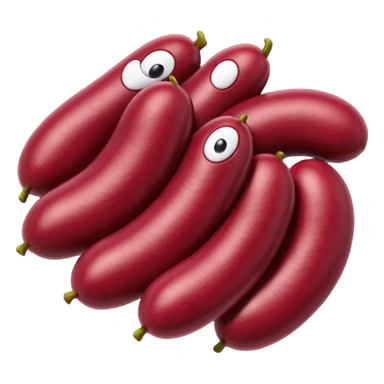 red beans, small cluster, kidney-shaped, brick red to deep burgundy, smooth, plump, glossy, natural curves, no extras, no faces, clean 3D, soft shadows, transparent background, emoji scale sticker