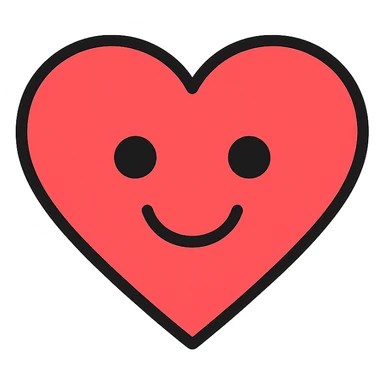 colorful outlined icon of a heart with a smiling face sticker