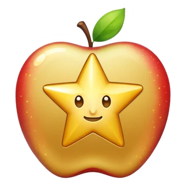 Create a gold star badge emoji in Apple emoji style with a round badge and a star in the center. Keep the background transparent. sticker