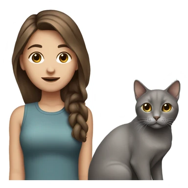 Brown haired Girl with a grey cat and an iPhone  sticker