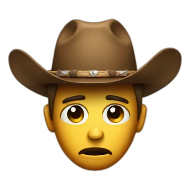 sad face with cowboy hat sticker