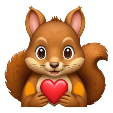 squirrel emoji with heart shapes in place of eyes, apple emoji style, no text sticker