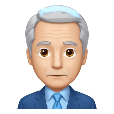 Create an emoji of a 62-year-old man in a blue suit and light blue tie with gray hair. sticker