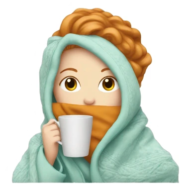ginger white girl wearing blanket sipping tea sticker