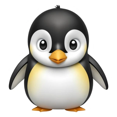 cinematic-cute-emperor-penguin-portrait-emoji,-head-tilted-playfully-and-inquisitively,-with-glossy,-pristine-plumage,-sparkling-eyes-filled-with-curiosity,-simplified-yet-irresistibly-adorable-features, black, large black eyes face, zoomed in sticker