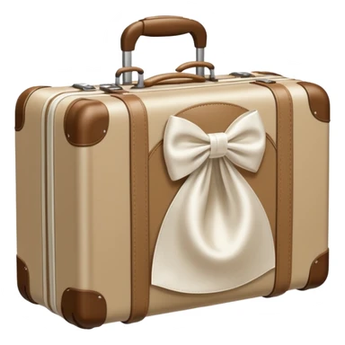 Beige luggage with white bow  sticker