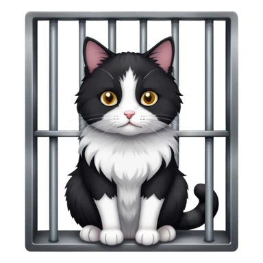 Black and white cat in jail sticker
