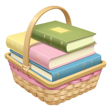 Pastel pink pastel yellow pastel blue and matcha colored books in a basket sticker
