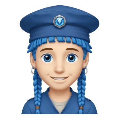 very handsome boy big blue eyes, scout boy with, blue dreadlocks, and big earrings and scouts hat sticker