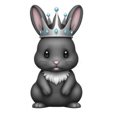 black bunny with silver crown sticker