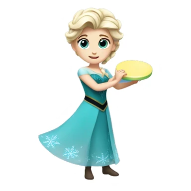 Elsa playing with a frisbee sticker