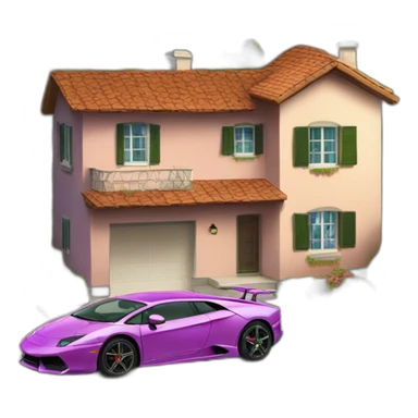 Une lamborgini sur une maison sticker