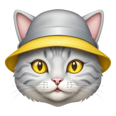 Silver shaded cat with yellow hat sticker